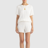 Amara Relaxed Knit Shorts (White)
