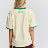 Coco Beach Hotel V-Neck Butter and Green Tee