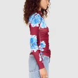 Fiorella Mesh Top (Wine/Blue Floral)