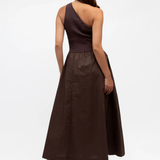 Jesse One Shoulder Maxi Dress (Chocolate)