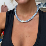 Blue Stone & Freshwater Pearl Necklace