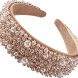 Wide Pearl Rose Gold Cluster Headband