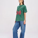 Cherry Baby Acid Wash Tee (Dark Green)