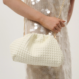 Venetia Woven Clutch (White)