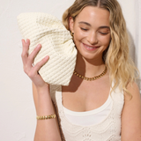 Venetia Woven Clutch (White)