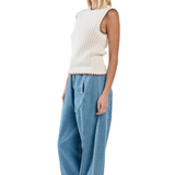 Tonia Knit Vest (Cream/Mushroom)