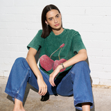 Cherry Baby Acid Wash Tee (Dark Green)