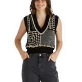 Erika Crochet Vest (Black/White)