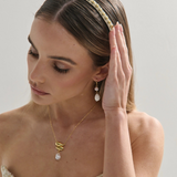 Elaine Stud Skinny Headband (White)
