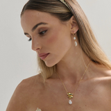 Elaine Stud Skinny Headband (White)