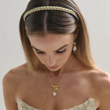 Elaine Stud Skinny Headband (White)
