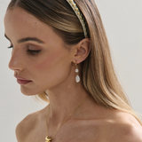 Elaine Stud Skinny Headband (White)