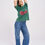 Cherry Baby Acid Wash Tee (Dark Green)