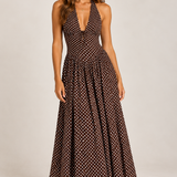 Ciela Polka Dot Maxi Dress (Choc)