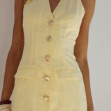 Halzie Mini Dress (Lemon)