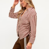 Aida Striped Ruched Shirt