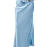 Paula Satin Slip Skirt (Ice Blue)