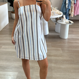 Liora Mini Dress - Choc/Blue Stripe
