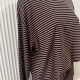 Lindsay Stripe Long Sleeve Top & Pant Set (Pink/Chocolate)