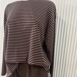 Lindsay Stripe Long Sleeve Top & Pant Set (Pink/Chocolate)