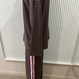Lindsay Stripe Long Sleeve Top & Pant Set (Pink/Chocolate)