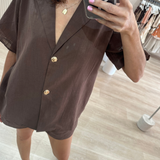 Portia Gold Button Set (Brown)