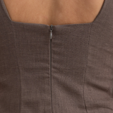 Zoey Linen Mini Dress (Bark)