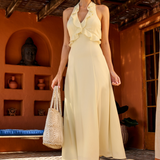Freya Frill Midi Dress (Lemon)