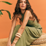 Sabrina Halter Dress - Palm