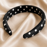 Audrey Satin Polka Dot Headband (black & white)