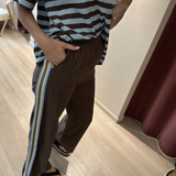 Molly Linen Stripe Pant (Chocolate)