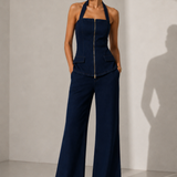 Bessie Denim Top (Dark Blue)
