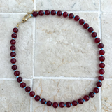 Burgundy & Blue Beaded Necklace