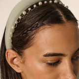 Satin Plain Padded Headband in Sage