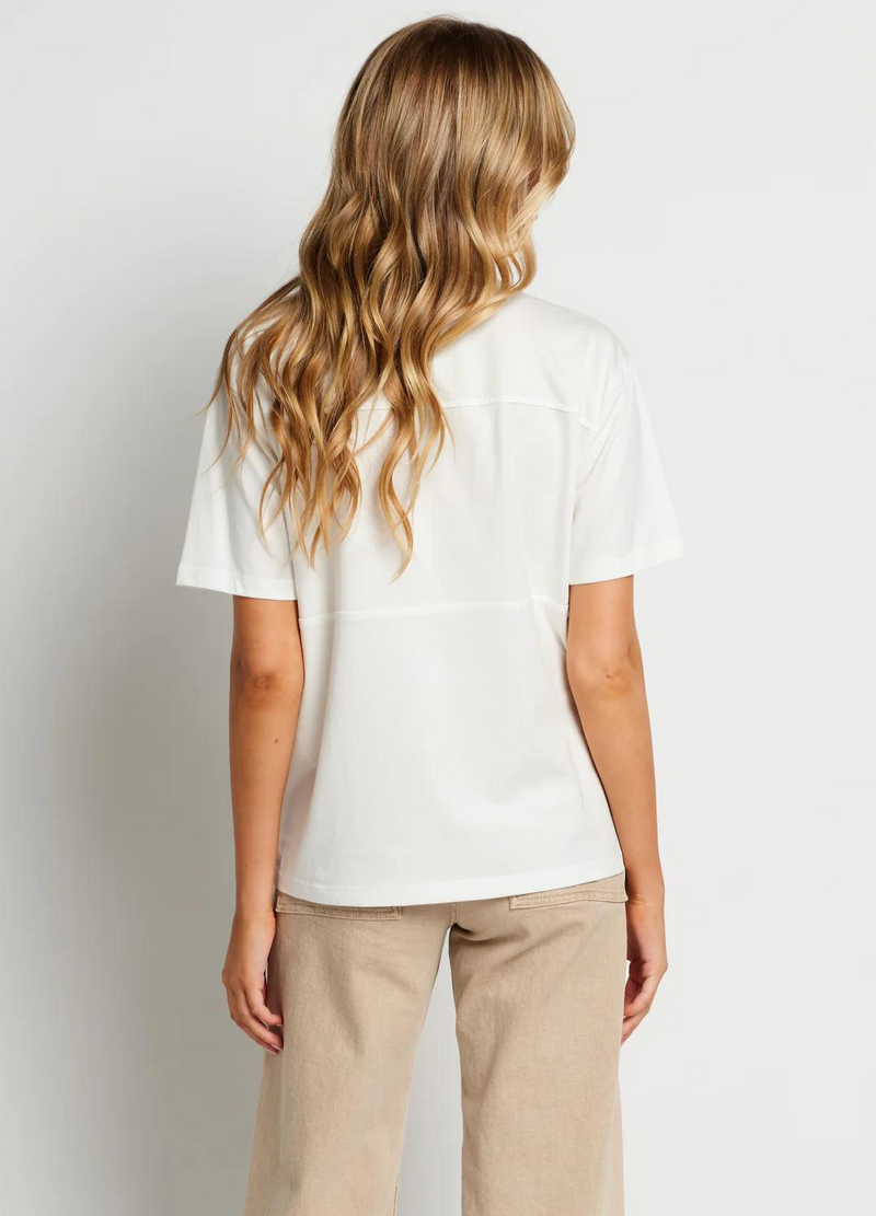Essential Panel Embroidered Tee (White/ Multi)
