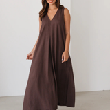 Lola Pleat Dress (Chocolate)