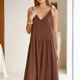 Sofia Pleated Maxi Dress - Chocolate