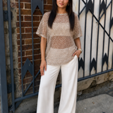 Deja Sequin Oversized Top (Beige)