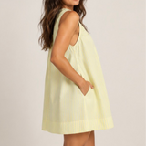 Isla Mini Dress (Yellow & Blue Pinstripe)