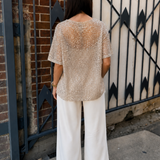 Deja Sequin Oversized Top (Beige)