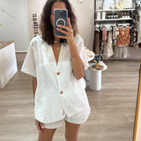 Portia Gold Button Set (White)