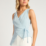 Skylar Wrap Top (Pale Blue)