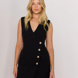 Irena Wrap Mini Dress (Black)