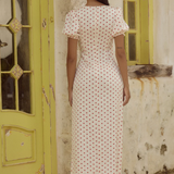 Sarela Midi Dress - White/Red