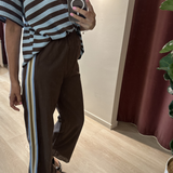 Molly Linen Stripe Pant (Chocolate)