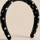 Audrey Satin Polka Dot Headband (black & white)