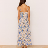 Zina Midi Dress (Blue/Beige Floral)