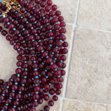 Burgundy & Blue Beaded Necklace