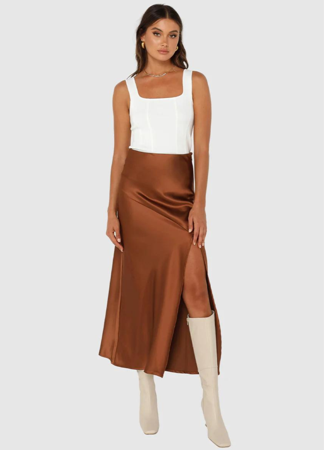 Taylah Satin Midi Skirt