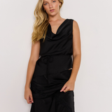 Momento Cowl Neck Top (Black)